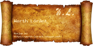 Werth Lóránt névjegykártya
